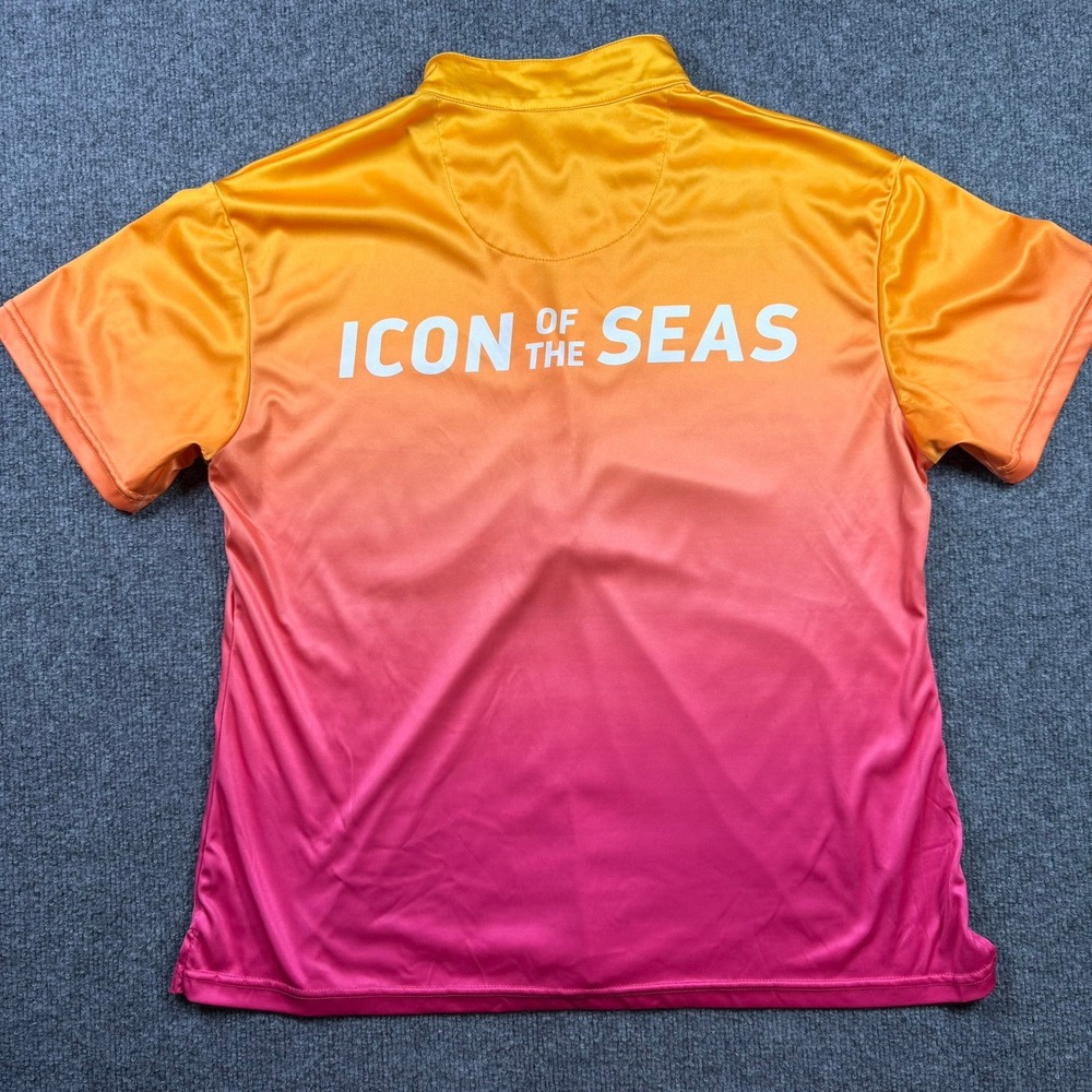 Royal Caribbean Icon of the Seas Polo Women L Orange Pink Ombre Sunset Shirt